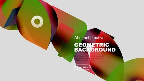 Abstract shapes overlap, creating vibrant colorful background. Text block Stock Illustration