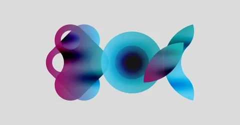 Abstract shapes overlap, creating vibrant color blends. Soft gradients suggest Stock Illustration