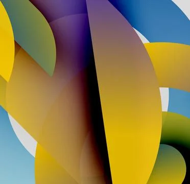Abstract shapes overlap, creating vibrant color blends. Smooth gradients define Stock Illustration
