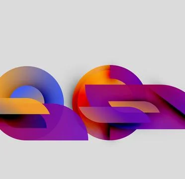 Abstract shapes overlap, creating vibrant gradients. Purple, orange, red hues Illustrazione stock