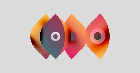 Abstract shapes overlap, creating vibrant color blends. Circular elements reside 스톡 일러스트