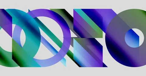 Abstract shapes overlap, creating vibrant color gradients. Composition feels Stock Illustration