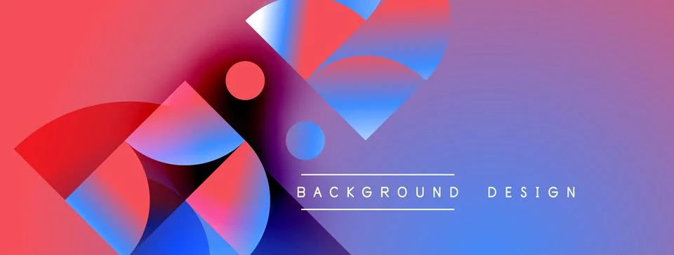 Abstract shapes overlap, creating vibrant gradient effect. Pink, blue, purple Illustrazione stock