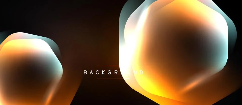 Abstract shapes overlap, creating vibrant orange, yellow gradients. Dark Stock Illustration