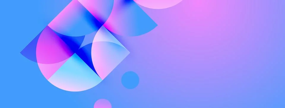 Abstract shapes overlap, creating vibrant blue, pink, purple gradients. Smoot Illustrazione stock