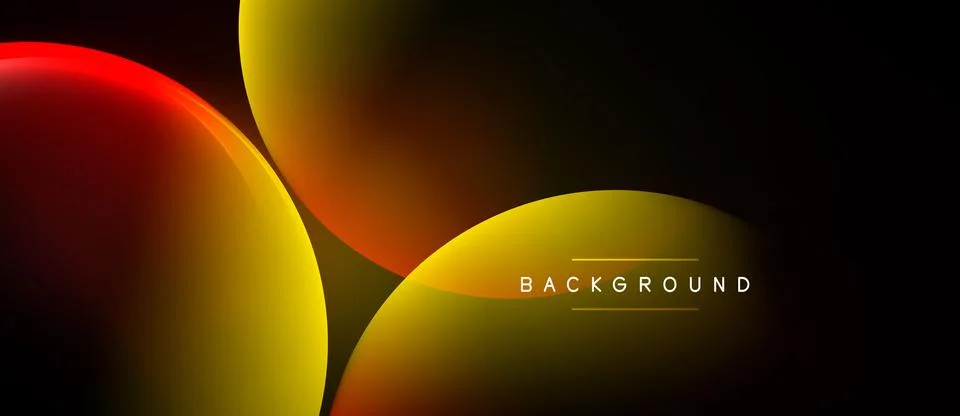 Abstract shapes overlap, creating vibrant color gradients. Dark background Stock Illustration