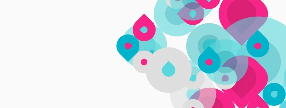 Abstract shapes overlap, creating vibrant pinks, blues, grays. Minimalist d.. Illustrazione stock