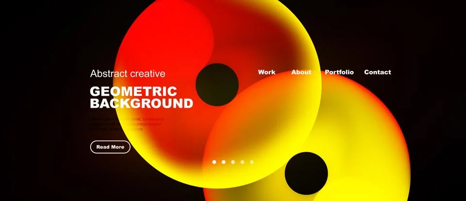 Abstract shapes overlap, creating vibrant gradients. Text elements present Stock-Illustration