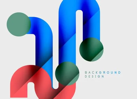 Abstract shapes overlap, creating vibrant color gradients. Modern design with Illustrazione stock