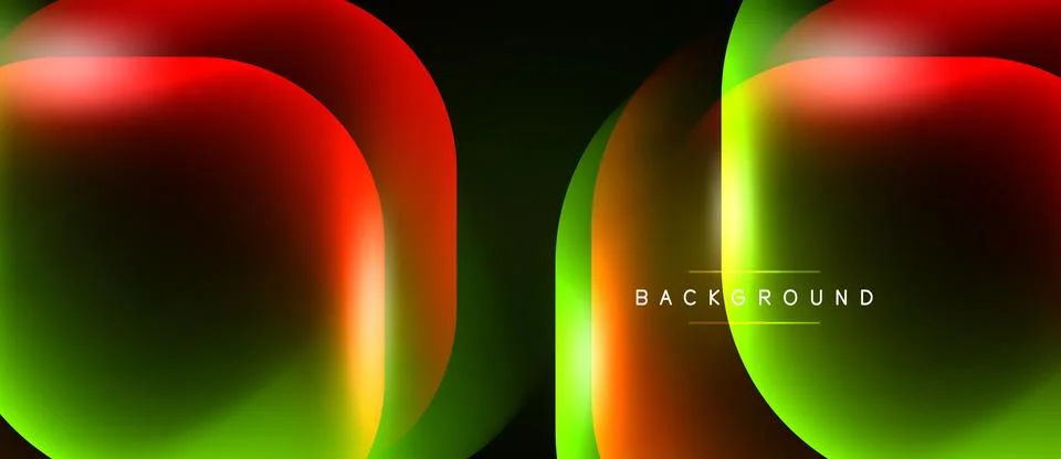 Abstract shapes overlap, creating vibrant gradients. Red, green, orange hues Stock Illustration