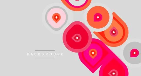 Abstract shapes overlap, creating vibrant color patterns. Pink, orange, gray Stock Illustration