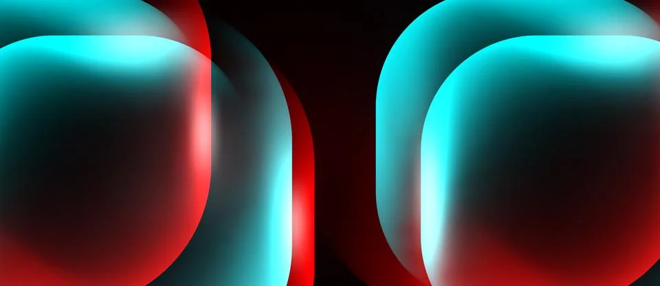 Abstract shapes overlap, creating vibrant red, teal gradients. Smooth curves Stock Illustration