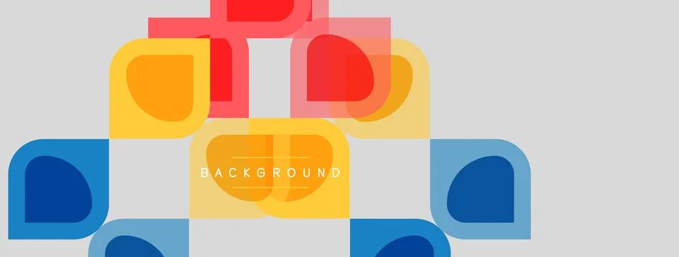 Abstract shapes overlap, creating vibrant color blocks. Background is light.. Stock Illustration