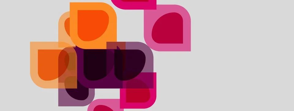 Abstract shapes overlap, creating vibrant color blends. Rounded rectangles 스톡 일러스트
