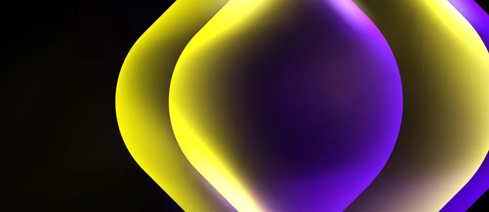 Abstract shapes overlap, creating vibrant yellow, purple gradients. Smooth Stock Illustration