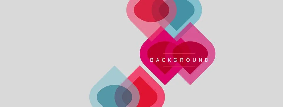 Abstract shapes overlap, creating vibrant pinks, blues. Light gray background Stock Illustration