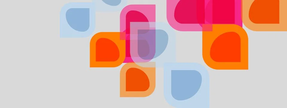 Abstract shapes overlap, creating vibrant color blends. Soft hues dominate Stock Illustration