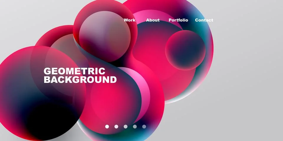 Abstract shapes overlap, creating vibrant color gradients. Text elements pr.. Stock Illustration