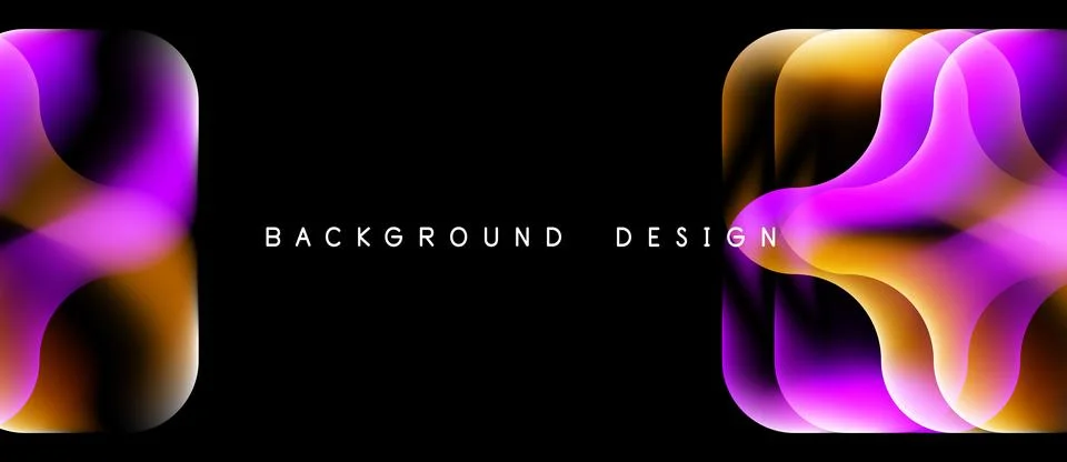 Abstract shapes overlap, creating vibrant gradients. Purple, orange hues Illustrazione stock
