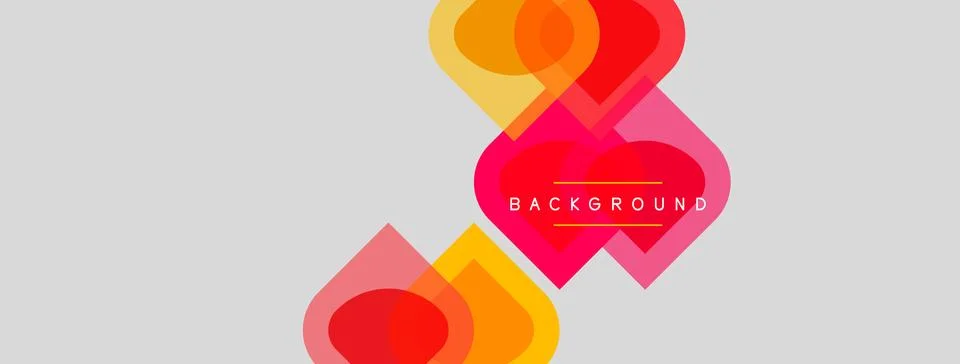Abstract shapes overlap, creating vibrant color layers. Text BACKGROUND prese Stock Illustration