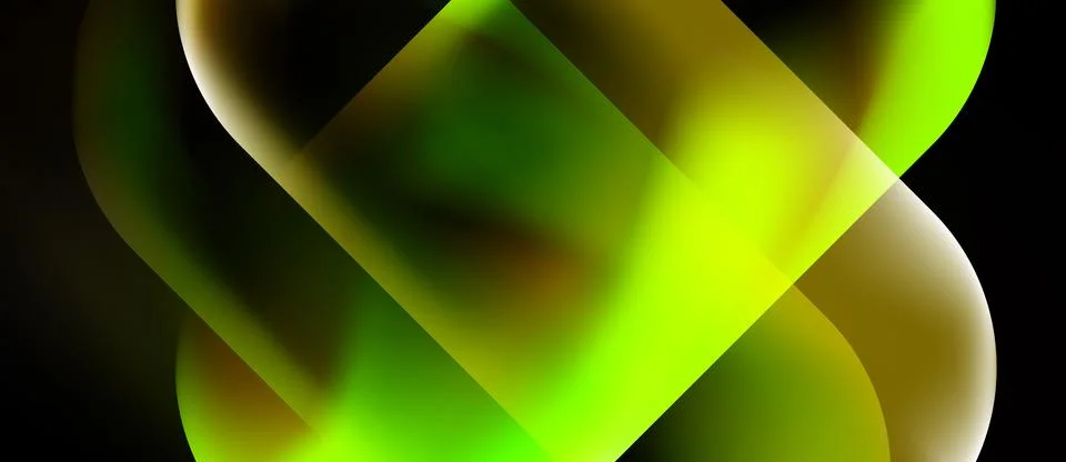 Abstract shapes overlap, creating vibrant green, yellow hues. Soft gradients Stock Illustration