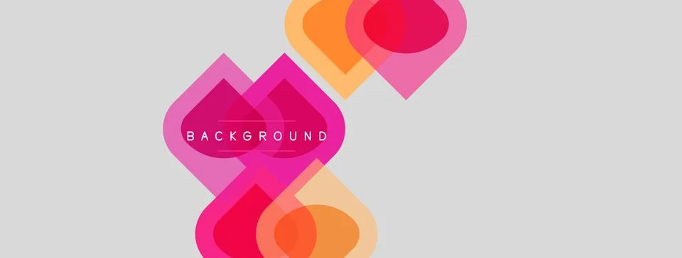 Abstract shapes overlap, creating vibrant color gradients. Background is ligh Stock Illustration