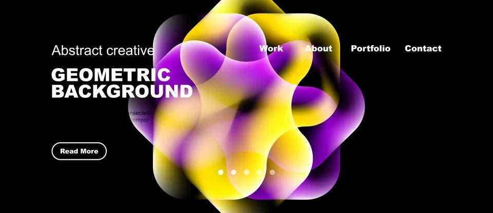Abstract shapes overlap, creating vibrant colorful background. Text elements Illustration