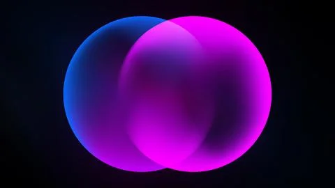Abstract shapes overlap, creating vibrant blue, pink gradients. Dark backgrou Иллюстрация
