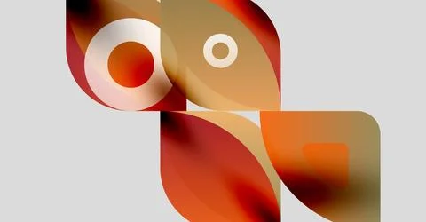 Abstract shapes overlap, creating warm color gradients. Composition features Stock Illustration