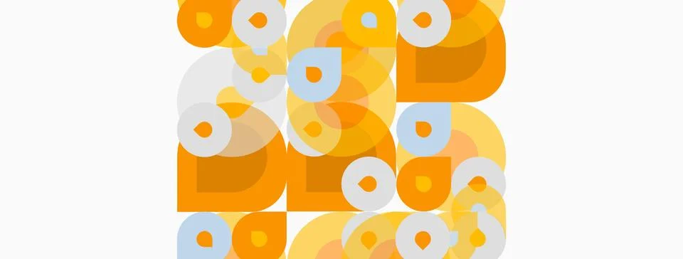 Abstract shapes overlap, creating warm color palette. Circles, squares, 스톡 일러스트