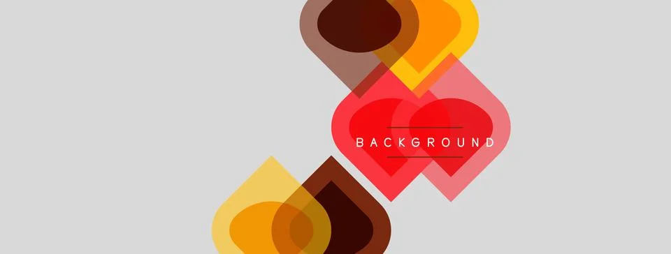 Abstract shapes overlap, creating warm color palette. Background is light gra Stock Illustration