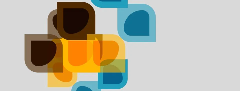 Abstract shapes overlap, creating warm, cool color blends. Rounded squares, 库存插图