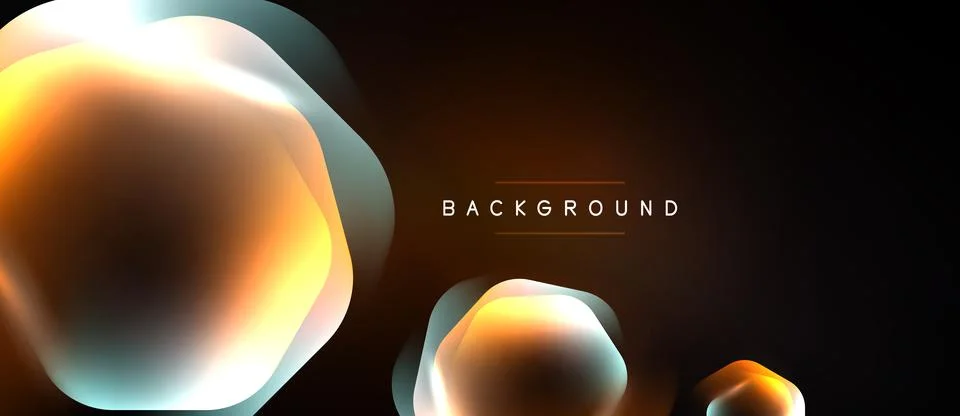 Abstract shapes overlap, creating warm color gradients. Dark background Stock Illustration