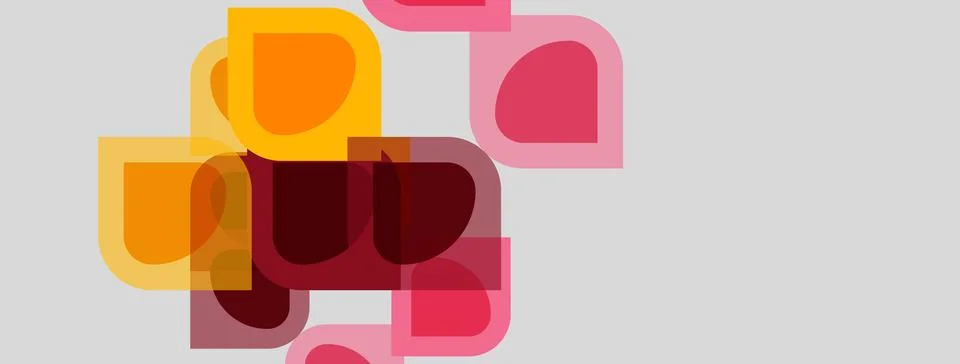 Abstract shapes overlap, creating warm color palette. Rounded rectangles Illustrazione stock