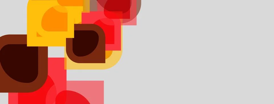 Abstract shapes overlap, creating warm color blocks. Red, orange, brown tones Illustrazione stock
