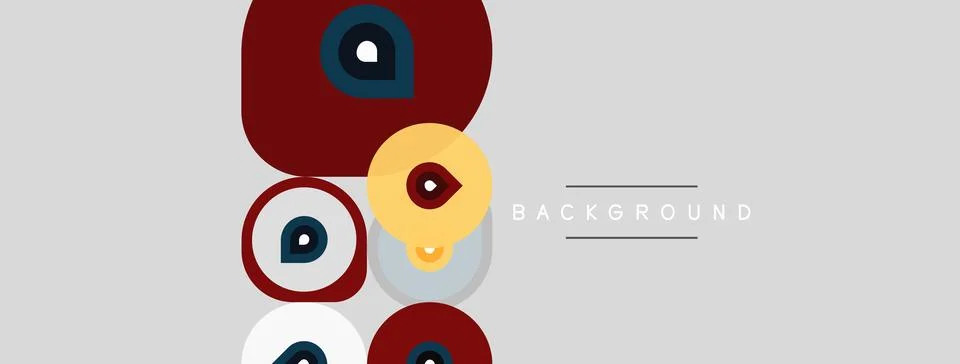 Abstract shapes overlap gray backdrop. Circles, ovals create modern design. Stock Illustration