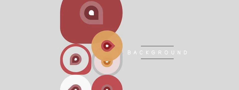 Abstract shapes overlap gray backdrop. Red, yellow, white hues dominate Stock Illustration