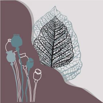 Abstract shapes with plants vector Illustrazione stock