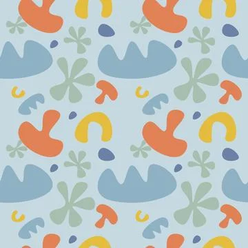 Abstract Shapes Seamless pattern doodle background contemporary modern art Stock Illustration