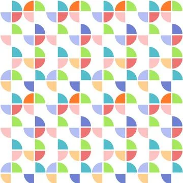 Abstract shapes seamless pattern in flat retro style. Geometric minimalist Stock Illustration