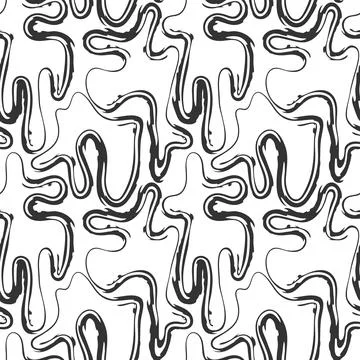 Abstract shapes seamless pattern. Freehand ink painting, grunge doodle line 스톡 일러스트
