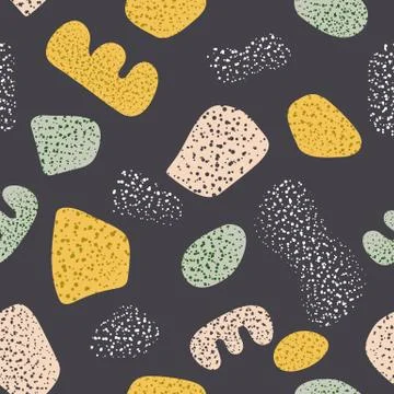 Abstract shapes in seamless terrazzo pattern in minimal style Stock Illustration