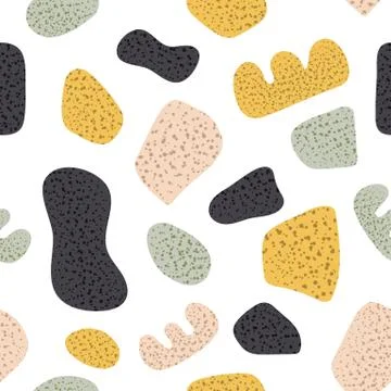 Abstract shapes in seamless terrazzo pattern in minimal style Stock Illustration