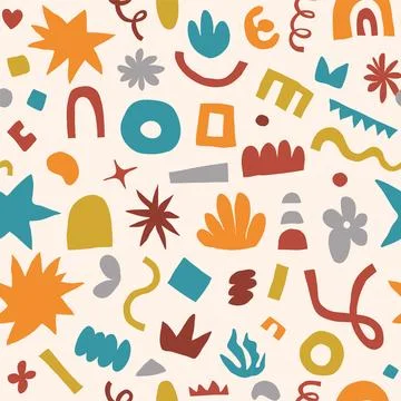 Abstract shapes seamless vector background. Organic graphic design elements i 스톡 일러스트
