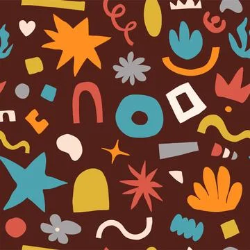 Abstract shapes seamless vector background. Organic graphic design elements.. 스톡 일러스트