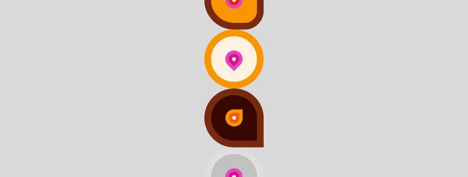 Abstract shapes stacked vertically. Brown, orange, pink hues dominate neutral Stock Illustration