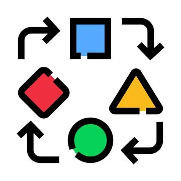 Abstract shapes transforming in an endless cycle diagram Stock Illustration