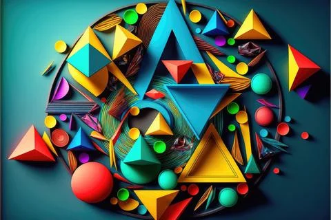 Abstract shapes, triangle, square, circle, Made by AI,Artificial intelligence Stock Illustration
