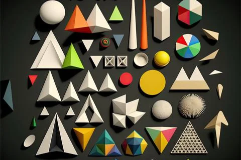Abstract shapes, triangle, square, circle, Made by AI,Artificial intelligence Stock Illustration