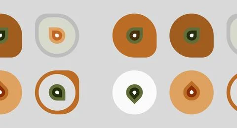 Abstract shapes, varying sizes, neutral colors. Circles, ovals, teardrop form Ilustración de archivo